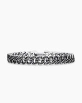 Curb Chain Bracelet in Sterling Silver with Black Diamonds, 8mm